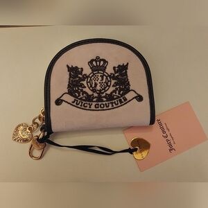 Juicy Couture Classic Scottie Dog Half Moon Zip Around Inside Card Case Pink NWT